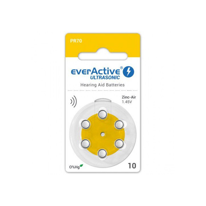 everActive Ultrasonic 10 PR70 1.45V Zinc Air Hearing Aid Batteries