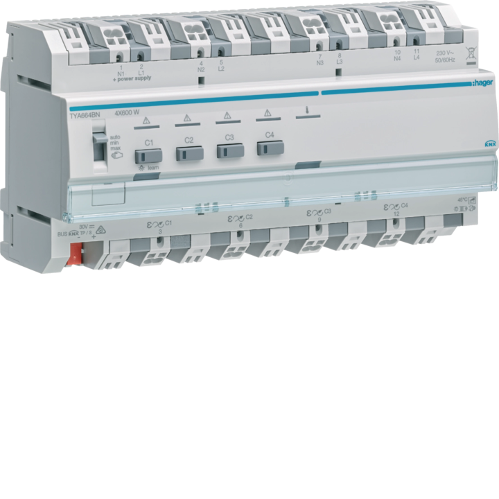 Hager TYA624B 4-kanavainen himmennin 600W 24V
