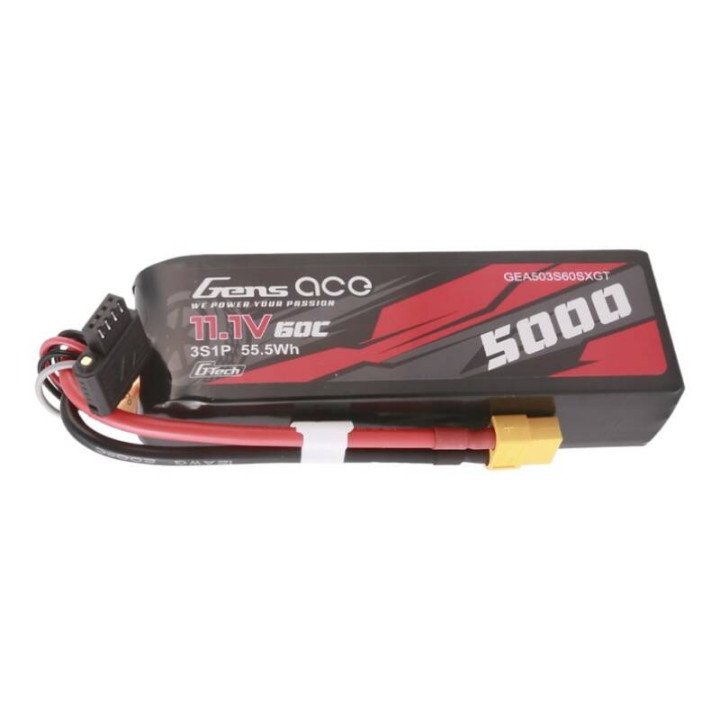 Аккумулятор Gens ace G-Tech, 5000mAh, 11.1V, 60C, 3S1P LiPo Battery с разъемом XT60 Plug
