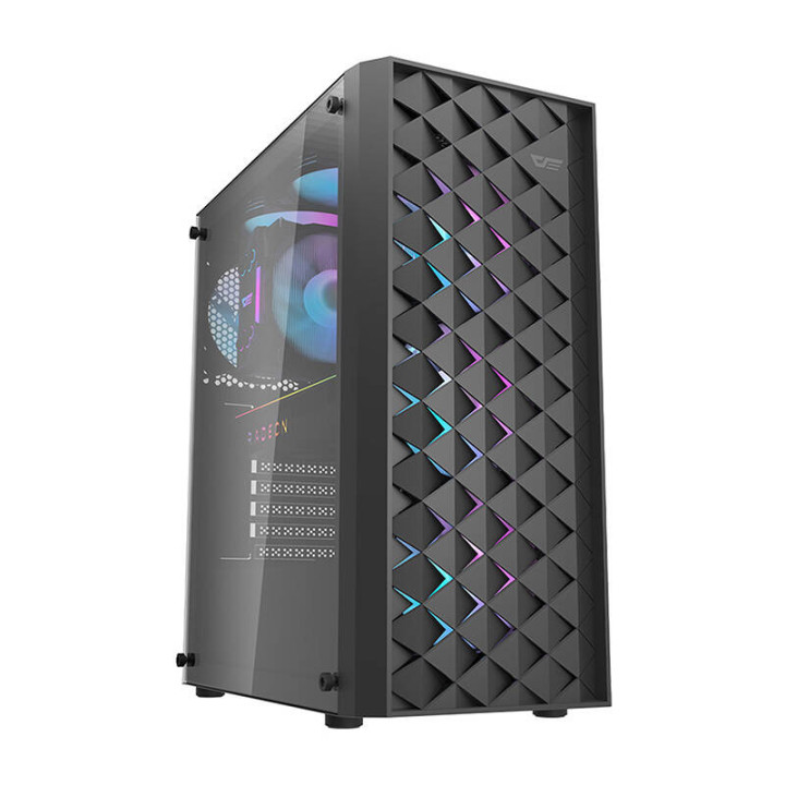 Darkflash DK351 tietokonekotelo (musta) + 4 RGB-tuuletinta