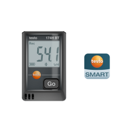 Mini temperatūras un mitruma datu reģistrētājs Testo 174 H BT ar Bluetooth un lietotnes savienojumu (melns)