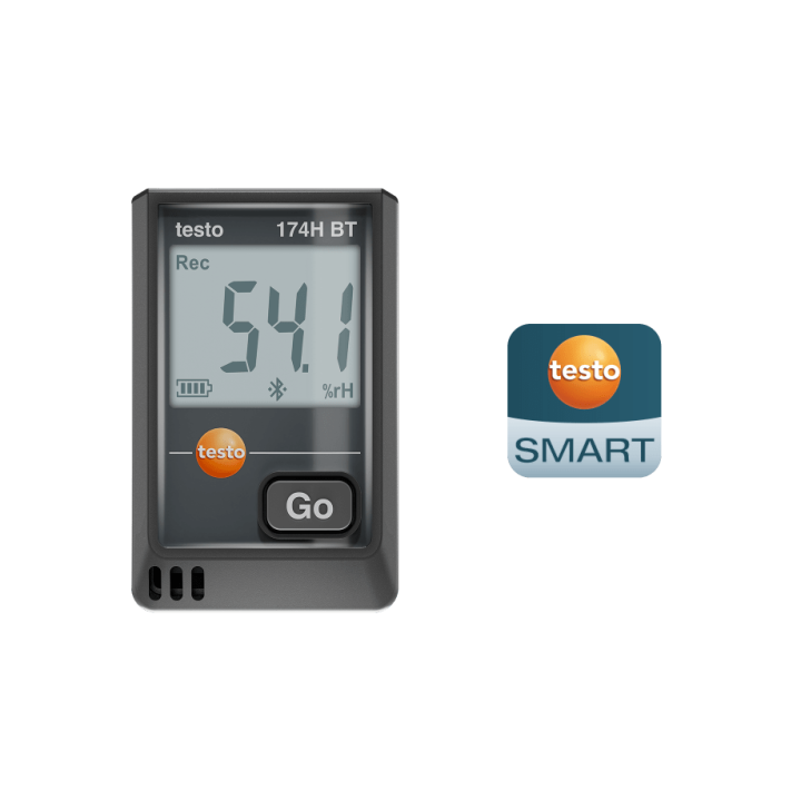 Mini temperature and humidity data logger Testo 174 H BT with Bluetooth and app connection (Black)