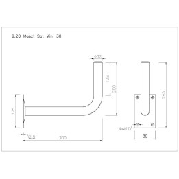 Brand UCHWYT-M30 Sieninis antenos laikiklis 30 cm lauko montavimui