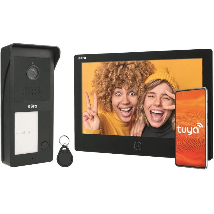 EURA VDP-49A3-2TY must 2-juhtmeline videointercom Tuya toega
