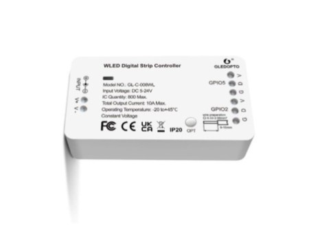 Gledopto GL-C-008WL 5V-24V viedais IC LED kontrolieris ar Wi-Fi (WLED programmaparatūra)