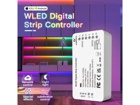 Gledopto GL-C-008WL 5V-24V viedais IC LED kontrolieris ar Wi-Fi (WLED programmaparatūra)