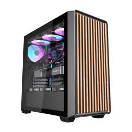 Darkflash DS900WD kompiuterio dėklas (juodas) + 4 ventiliatoriai