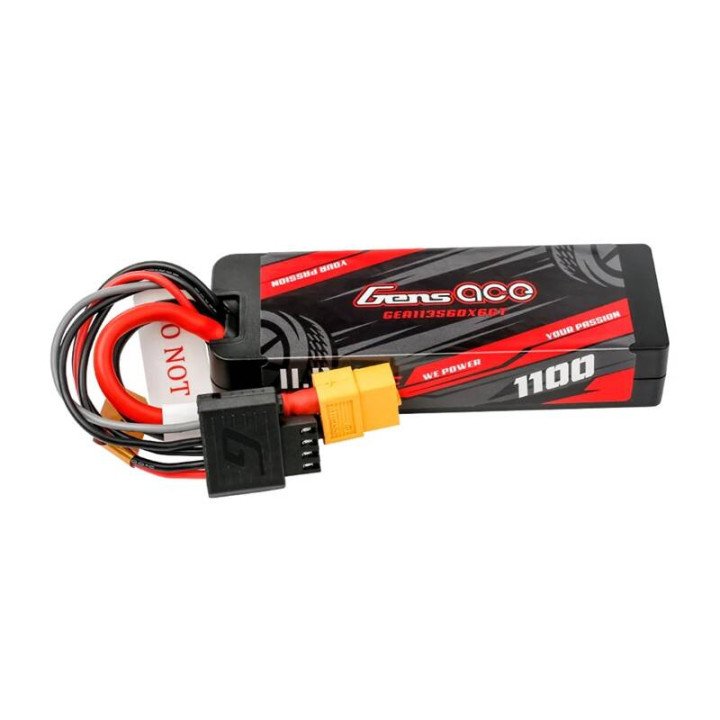 Аккумулятор LiPo Gens ace G-Tech 1100mAh 11.1V 60C 3S1P с кейсом GRP-76 и разъемом XT60