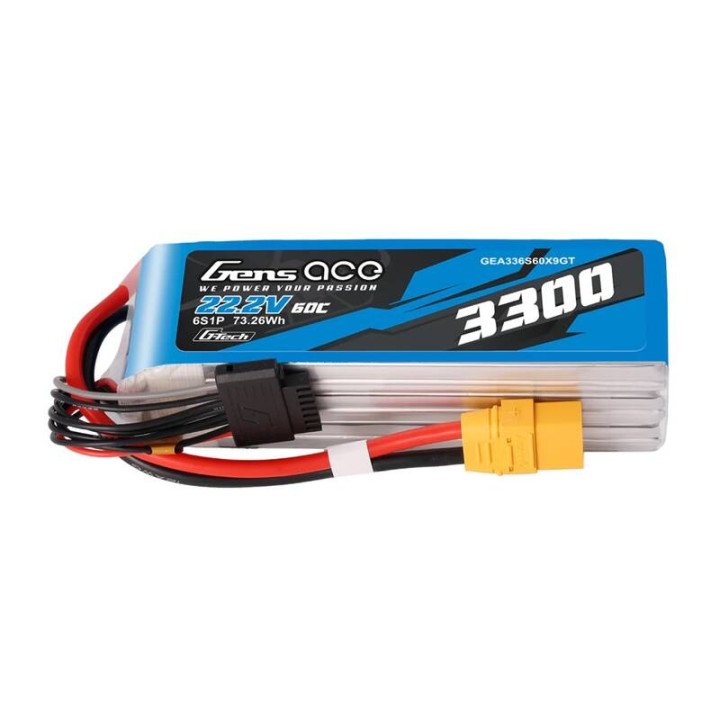 Gens Ace G-Tech 3300mAh 22.2V 60C 6S1P XT90 LiPo Battery GEA336S60X9GT