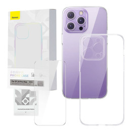 Skaidrus dėklas ir grūdintas stiklas „Baseus Corning“, skirtas „iPhone 14 Pro Max“.