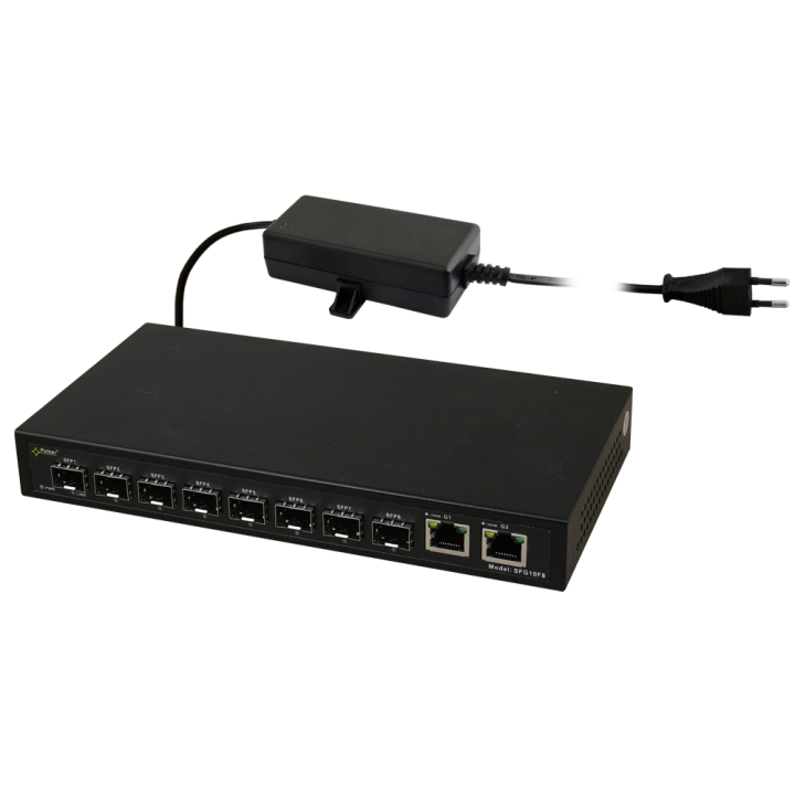 Pulsar SFG10F8 optiline lüliti (8 × SFP, 2 × RJ45)