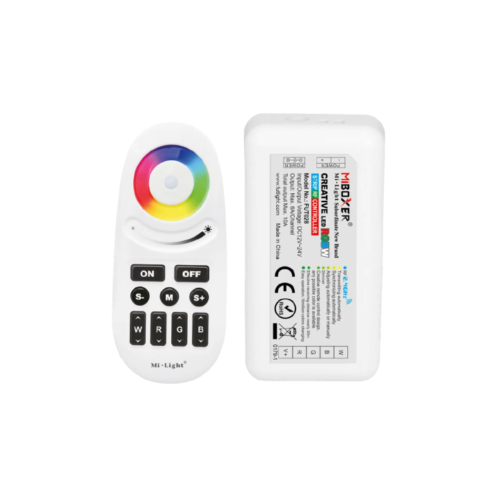 Juhtimiskomplekt kaugjuhtimispult + kontroller RGBW 12-24VDC 10A FUT028