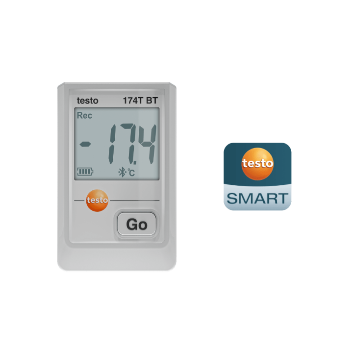 Mini temperature data logger Testo 174 T BT with Bluetooth and app connection