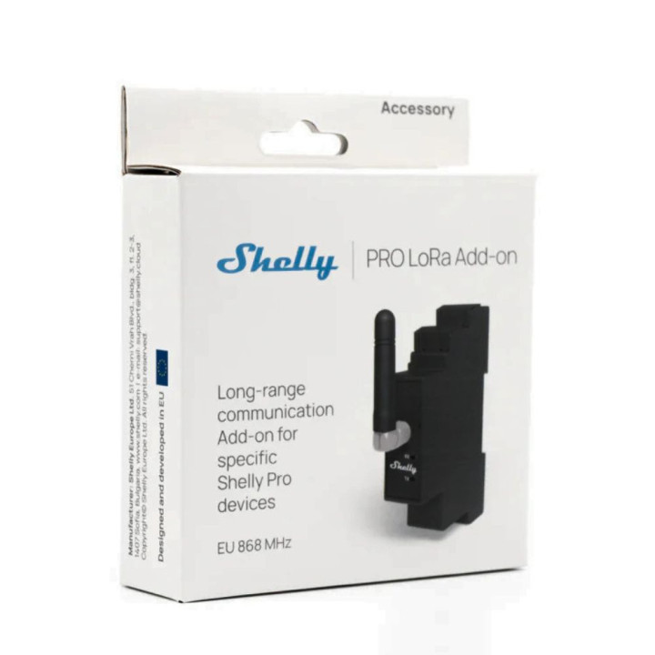 Shelly Pro LoRa Add-on – didelio nuotolio ryšio išplėtimo modulis, skirtas Shelly PRO įrenginiams