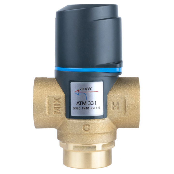 AFRISO ATM 331 – termostatinis maišymo vožtuvas, DN20, Rp 3/4", 20–43°C, Kvs 1,6 m³/val.