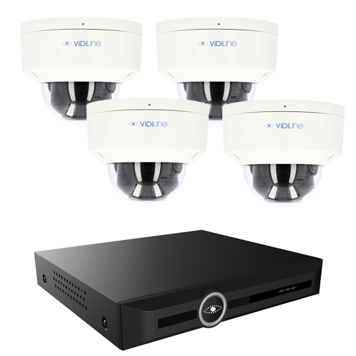 VidiLine KIT-8120-24W-4 4MP IP kameru komplekts ar 4 kamerām un 20 kanālu 4K NVR