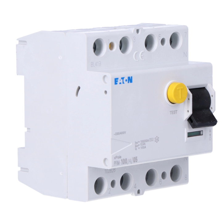 Eaton PFIM-100/4/05 rikkevoolu kaitselüliti AC tüüp 4 poolus 100 amprit 500 milliamprit 3 faas