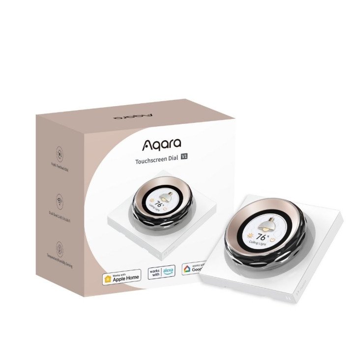 Aqara Touchscreen Dial V1 EU Smart Wall Switch – Wi-Fi/Zigbee/Z-Wave/Thread/Matter, 230V, 8A, White