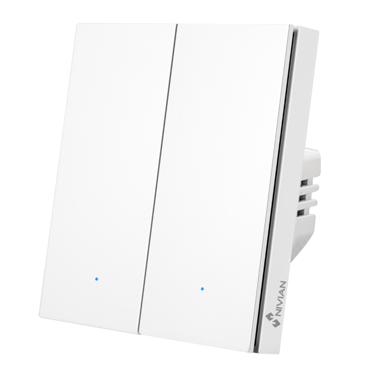 NIVIAN RETAIL NVS-FLATWALLSWITCH-201-WRB Smart Wi-Fi Wall Switch, 1-Gang Touch, White