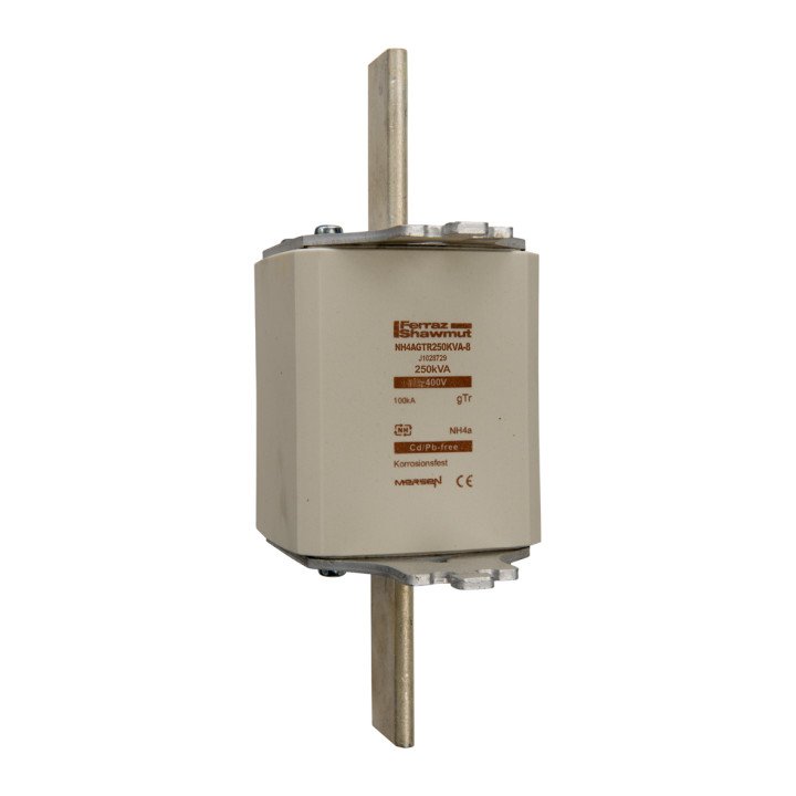 NH fuse-link gTr, 400VAC, size 4a, 250KVA, top indicator/live tags