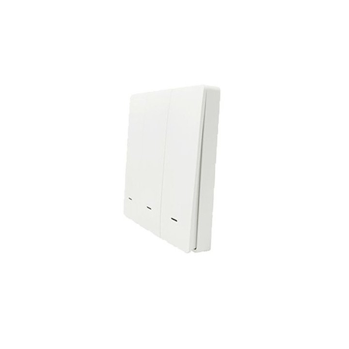 SmartWise BRFW3, a 3-button wireless RF wall switch, with white front panel