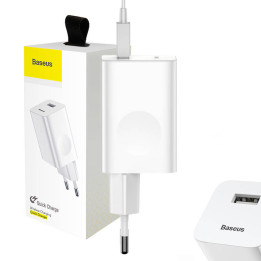 Baseus Charging Quick Charger USB 3.0 — balts