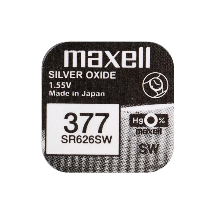 Maxell 377 SR626SW/D377/SR66/280-39 1,55 В 28 мАч Аккумулятор с оксидом серебра 0% Hg