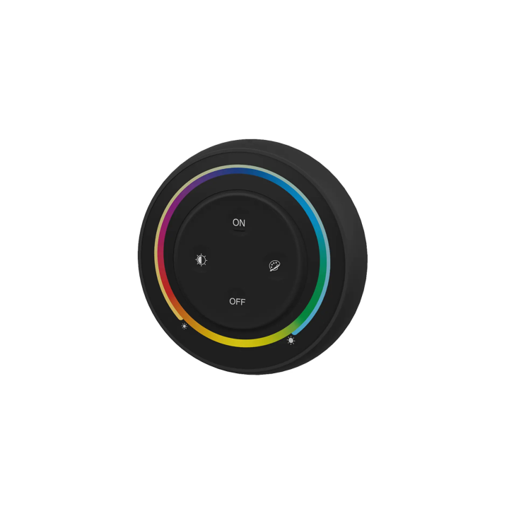 Seinale paigaldatav kontroller RGB+CCT ümmargune 1-tsooniline 2xAAA must S2-B
