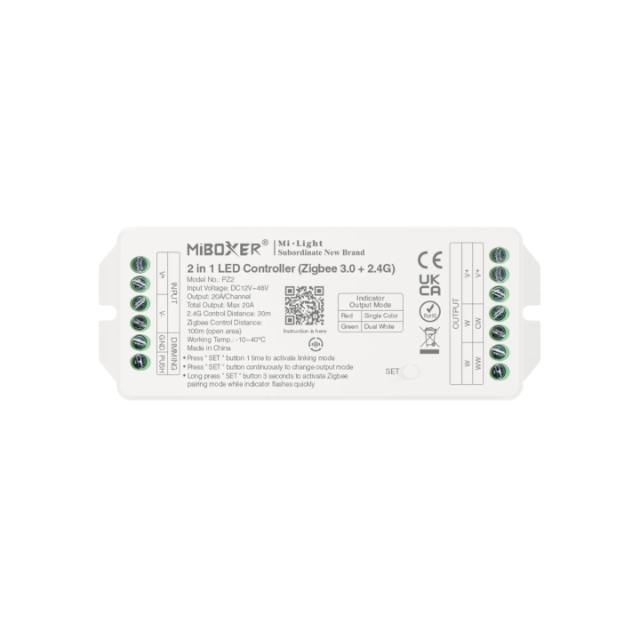 2-in-1 CCT kontroller 12–48V 20A Zigbee 3.0 + 2.4G PZ2