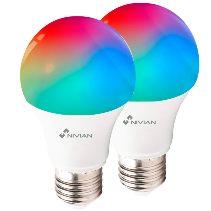 NIVIAN RETAIL 2XNVS-LEMPUTĖ-RGBW-9E27-W Išmanioji RGBW LED lemputė E27