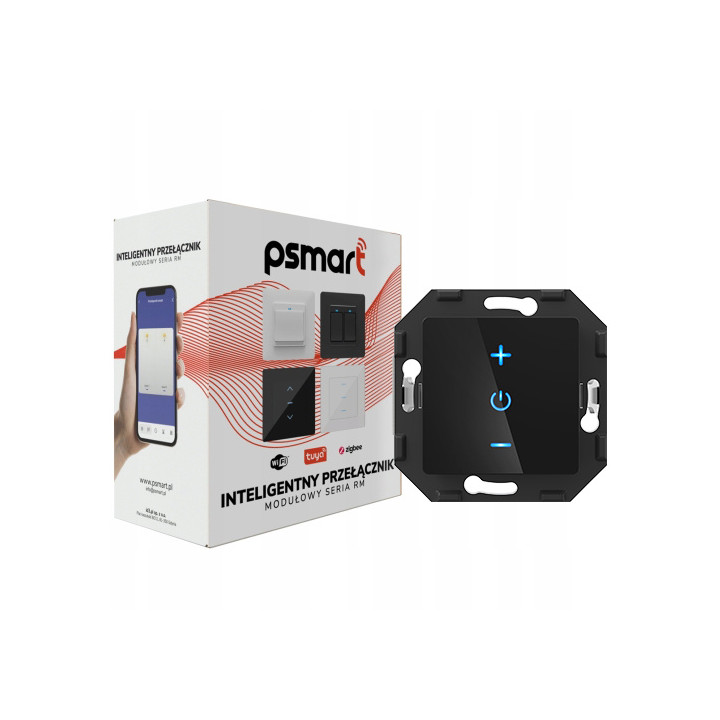 Psmart 5906203621613 Kosketushimmennin 1-kanavainen musta lasi WiFi TUYA