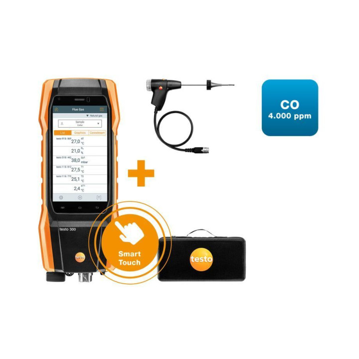 testo 300 NEXT LEVEL -sarja 1 - Savukaasuanalysaattori (O2, CO jopa 4 000 ppm)