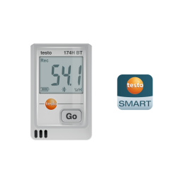 Mini temperatūros ir drėgmės duomenų kaupiklis Testo 174 H BT su Bluetooth ir programėlės ryšiu