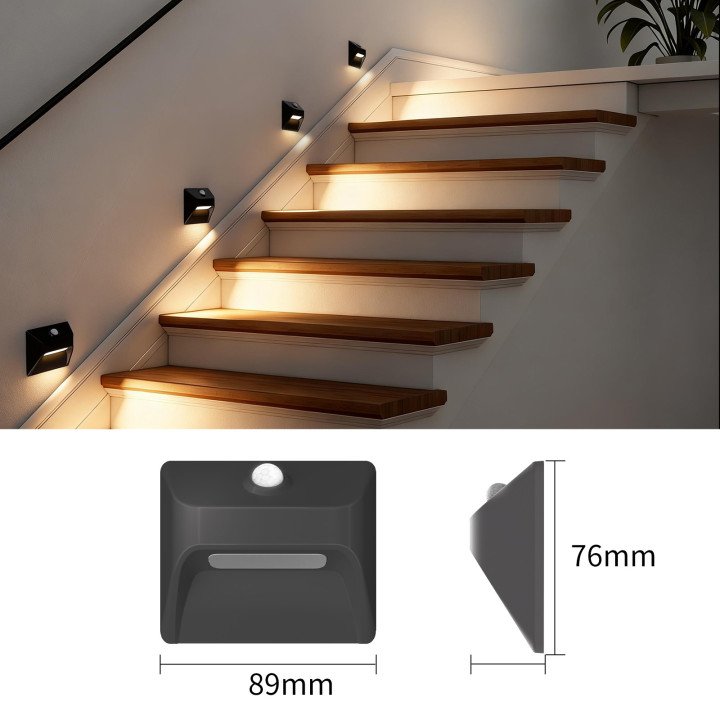 Immax STEP LIGHT wireless staircase light, PIR sensor, black