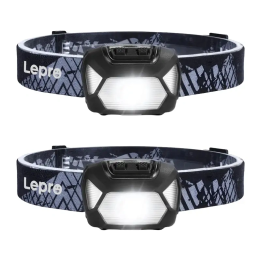 Комплект из 2 налобных фонарей LEPRO 320015-2, 200 люмен, с батарейным питанием.