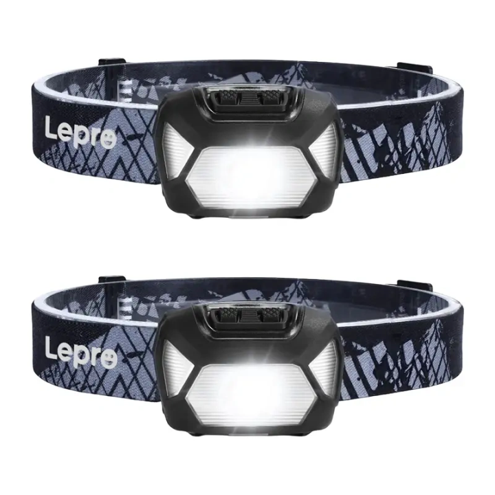 Комплект из 2 налобных фонарей LEPRO 320015-2, 200 люмен, с батарейным питанием.