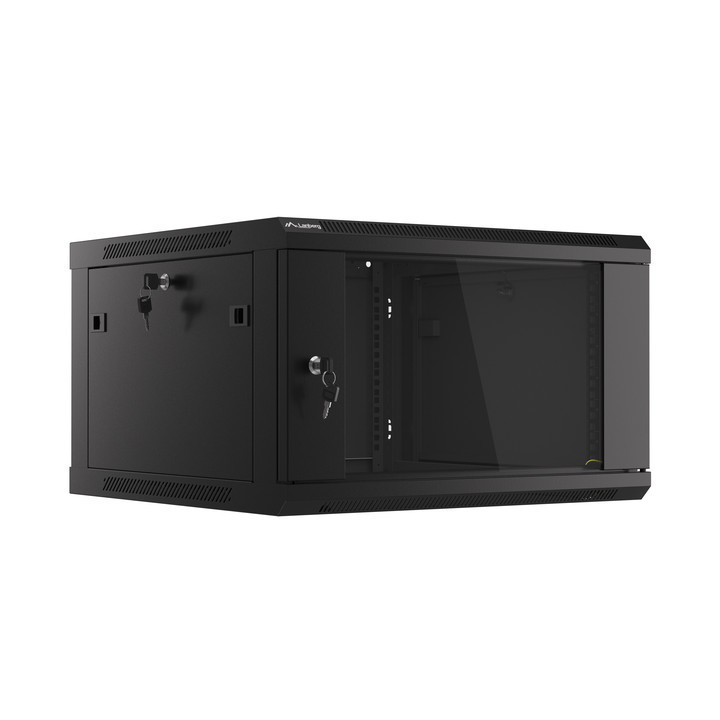 Lanberg 19" wall-mount rack cabinet 6U 600x600, glass door