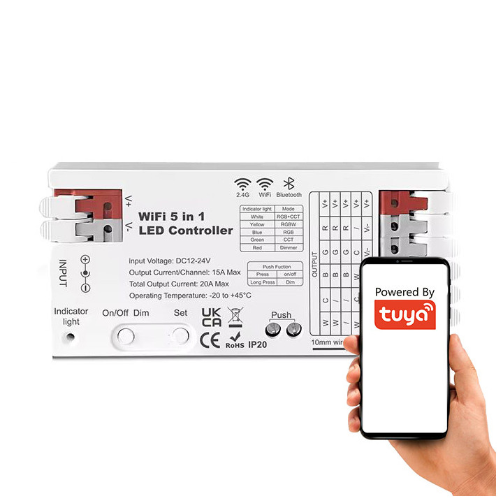 Kontroler LED 5 w 1 RGBCCT 15A RF 2,4GHz + WIFI + BLUETOOTH Seria GL TUYA