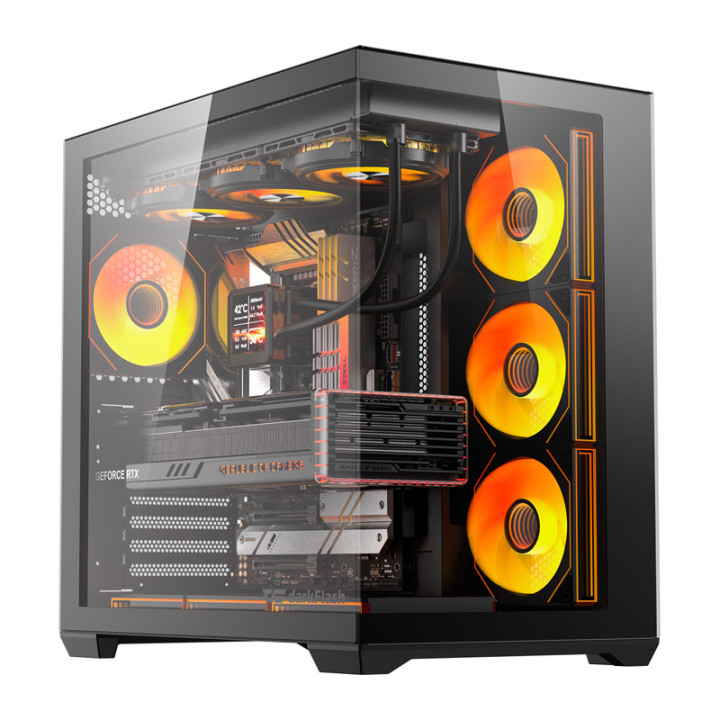 DarkFlash C280 tietokonekotelo (musta) + 7 tuuletinta