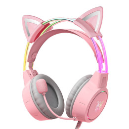 ONIKUMA X15Pro mängukõrvaklapid Roosad/kassikõrvad