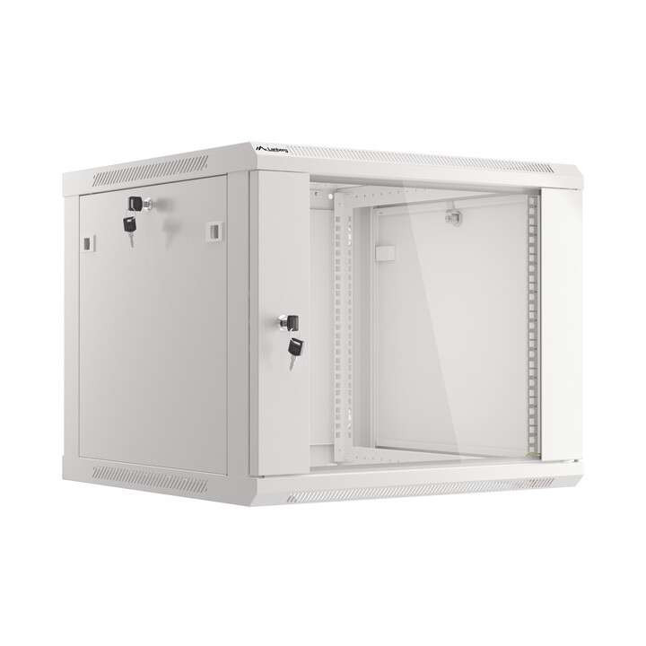 Lanberg 19" Wall-Mount Rack Cabinet 9U/600x600 V2 Grey, Glass Door (Flat-Pack)