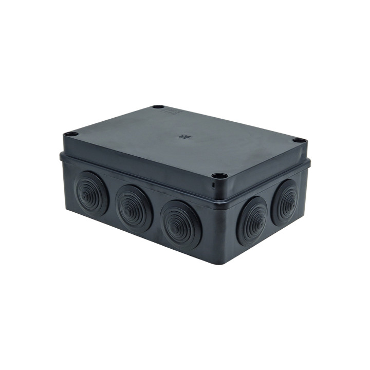 S-BOX kasti pindpaigaldus IP65 190x140x70mm tihvtiga must UV