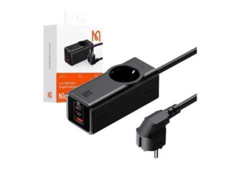 Barošanas bloks GaN McDodo CH-4620 EU 70W, 2x USB-C, 1x USB (melns)