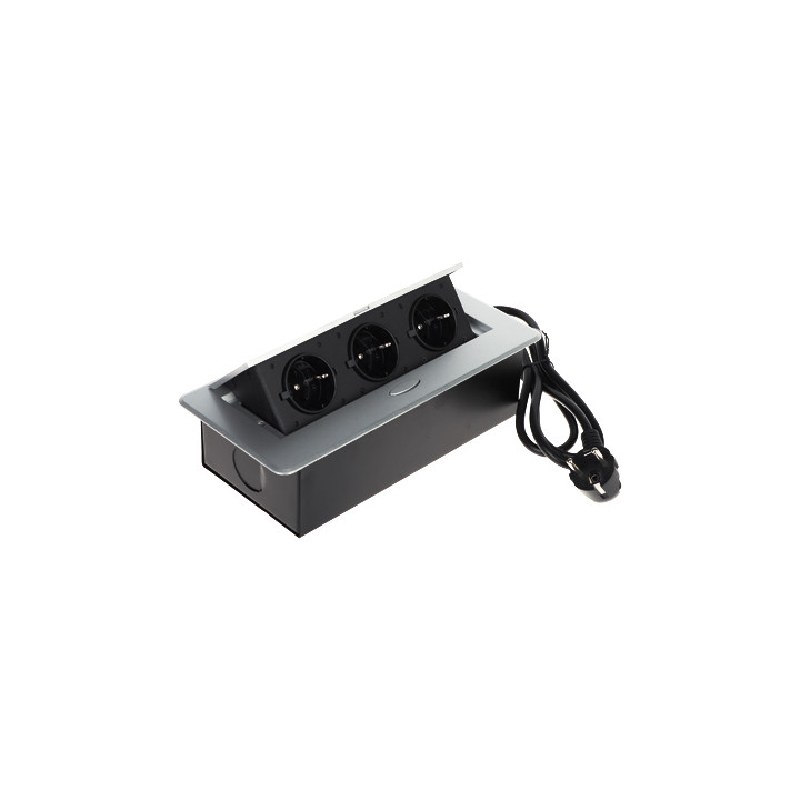 FPS-3S/CABLE Strāvas sadalītājs ar 3 kontaktligzdām - Mēbeļu stiprinājums, E/F tips