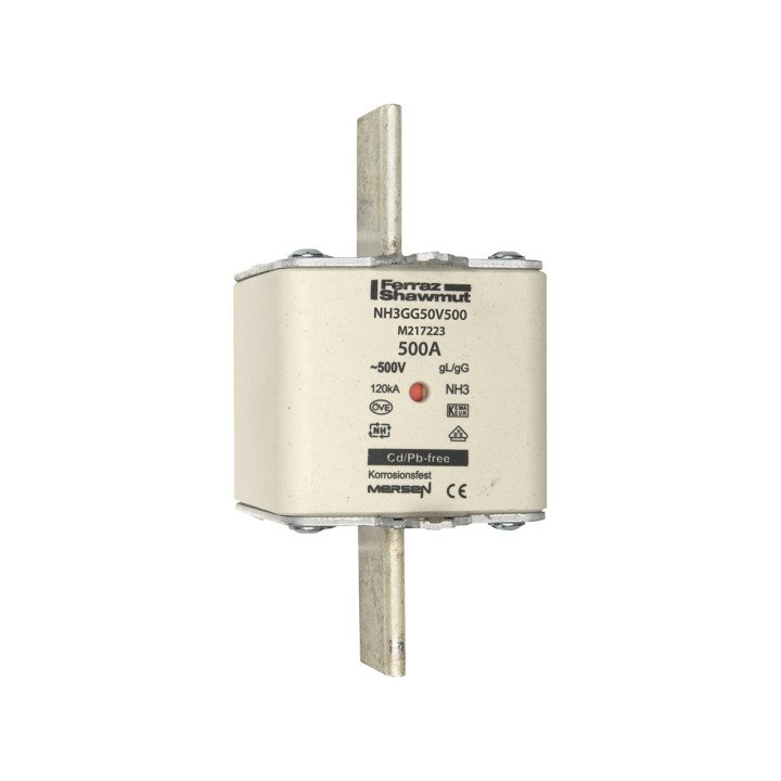 NH fuse-link gG, 500VAC, size 3, 500A double indicator/live tags