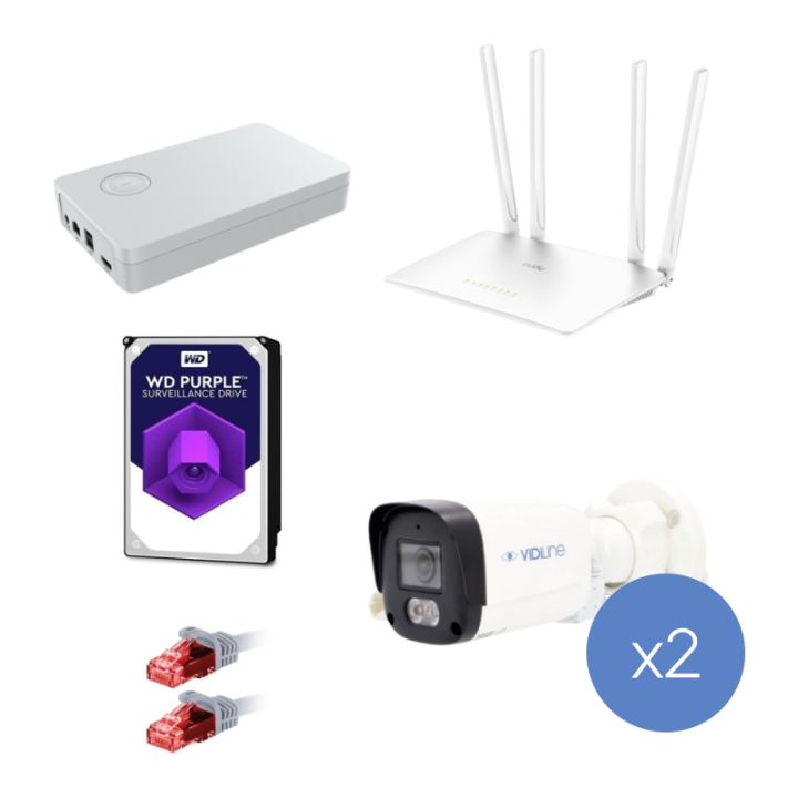 VidiLine ZES-VIDI-515-24T-2 IP-valvontasarja 2x 4MP WiFi-kamerat NVR-reititin