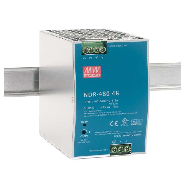 Mean Well NDR-480-48 48V/480W/10A DIN-Rail Power Supply
