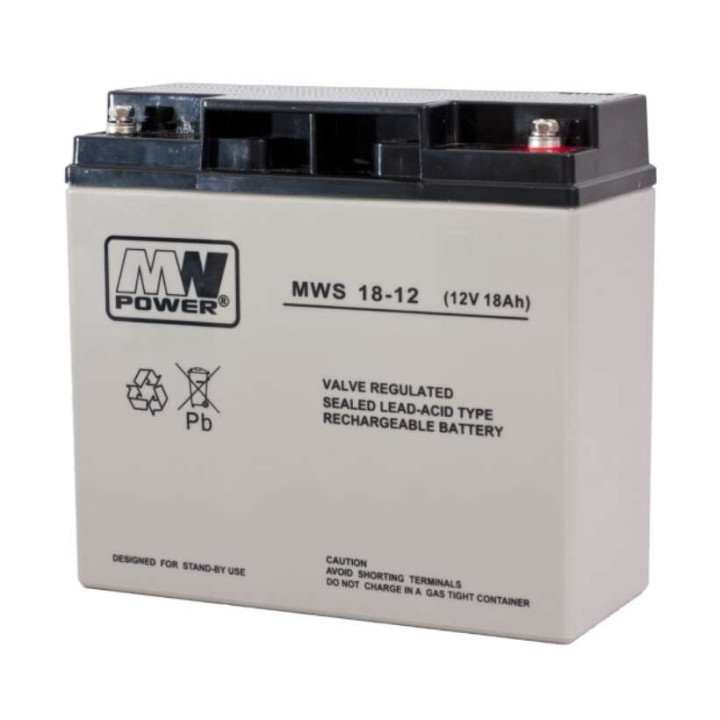 MWS 18-12 AGM 12V 18Ah Sealed Lead-Acid Battery (3-5 yr service life)