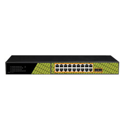 VidiLine VIDI-G1622GB 16 portu Gigabit PoE slēdzis ar 2x PoE 802.3bt 60 W un 2x SFP uplink