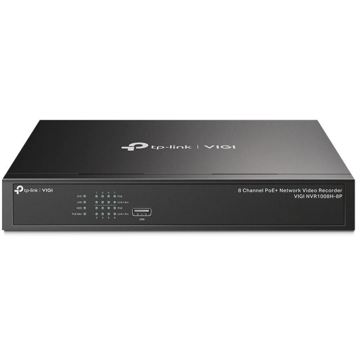 TP-Link VIGI NVR1008H-8P 8-Channel PoE+ Network Video Recorder, 4K/8MP, H.265